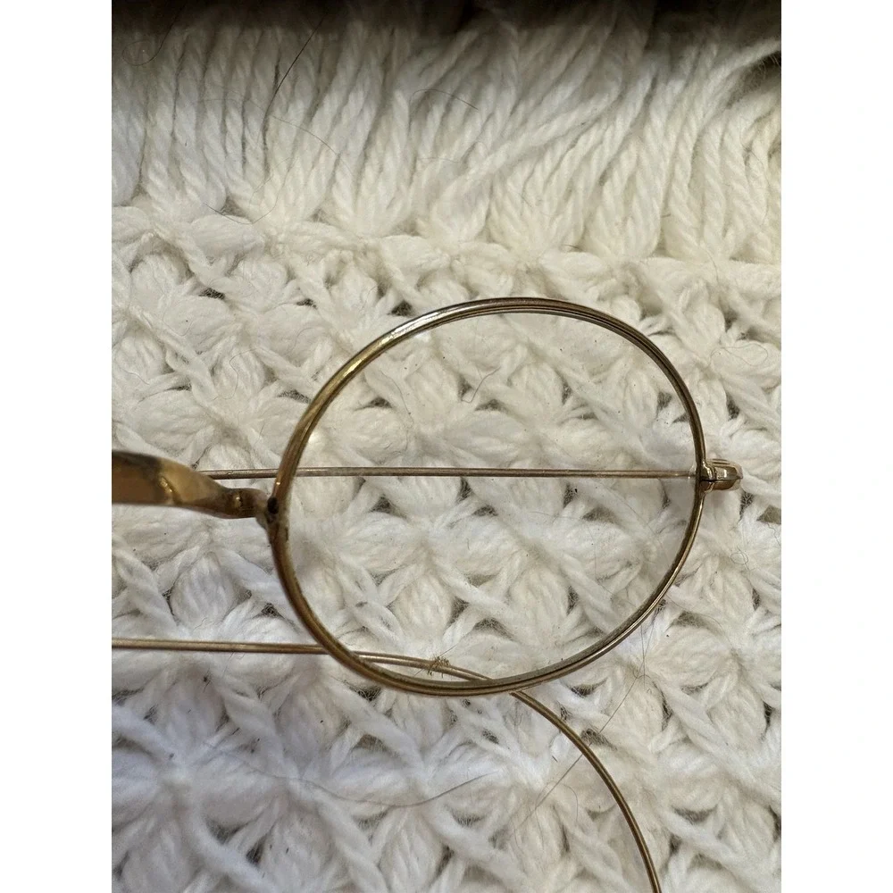 Vintage Antique Wire 12k Gold Rim Eye Glasses w/ Case Eyeglass And Note 11 Grams